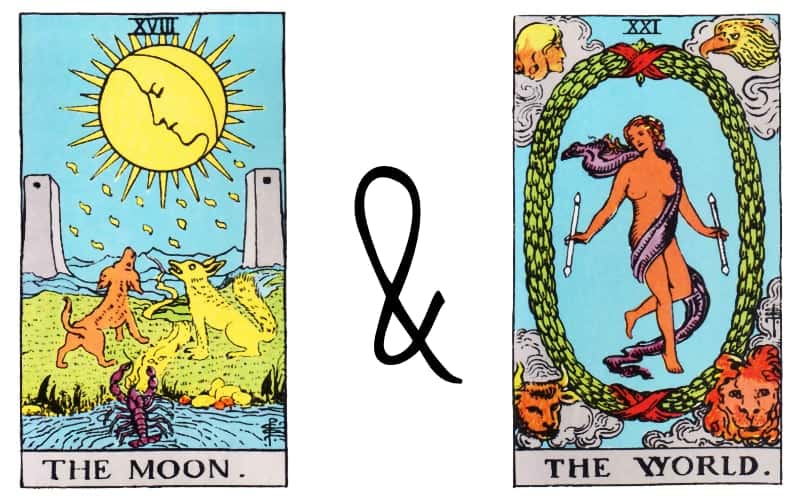 moon and world card combination tarot